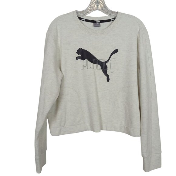 PUMA Women's Crewneck Gray Black Sweatshirt XL Long Sleeve Pullover Athletic - Picture 1 of 11